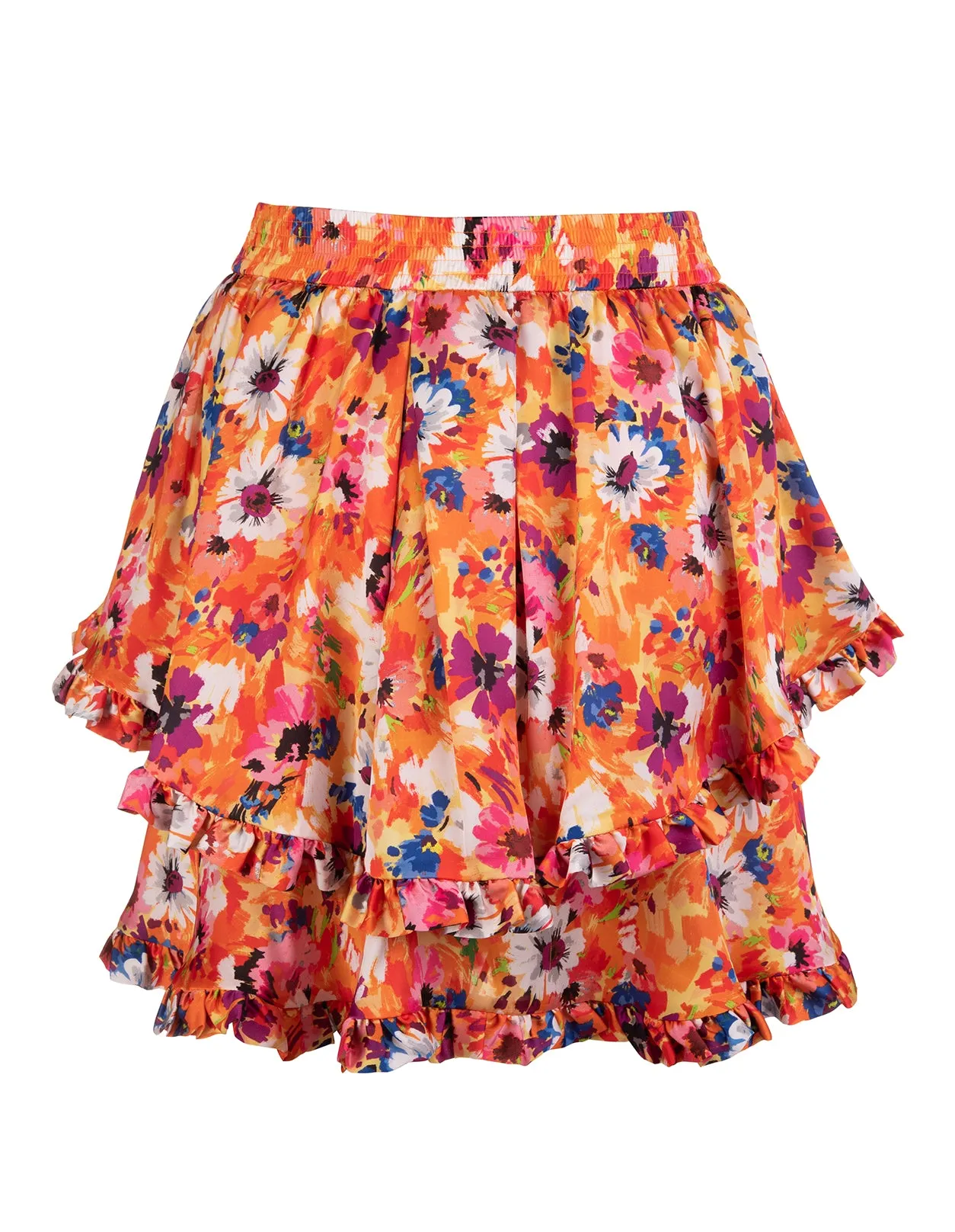 MSGM Floral Print Frill Mini Skirt