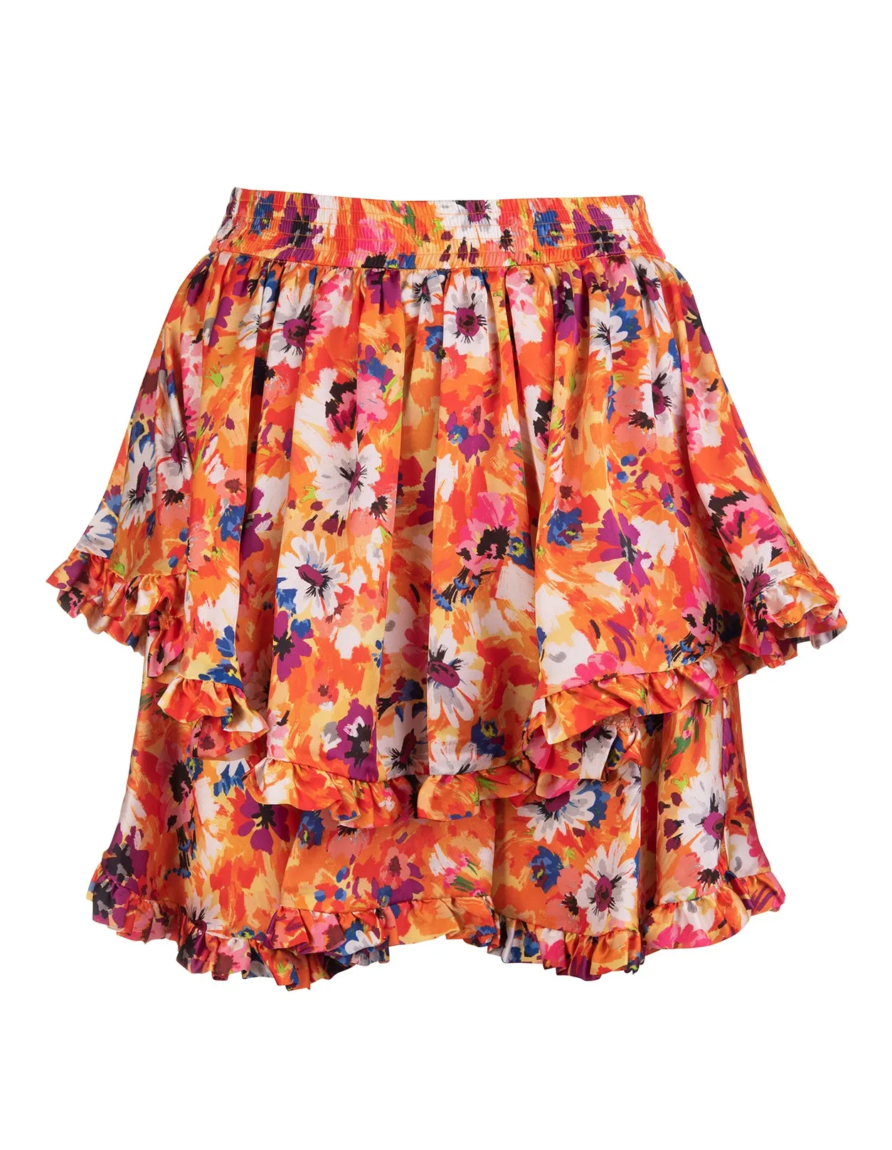 MSGM Floral Print Frill Mini Skirt
