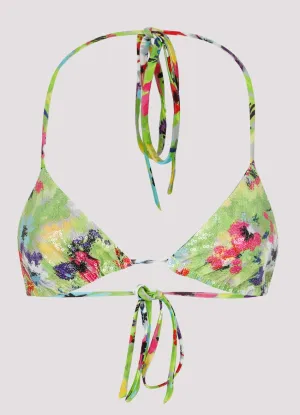 MSGM Floral Print Sequin Embellished Bikini Top