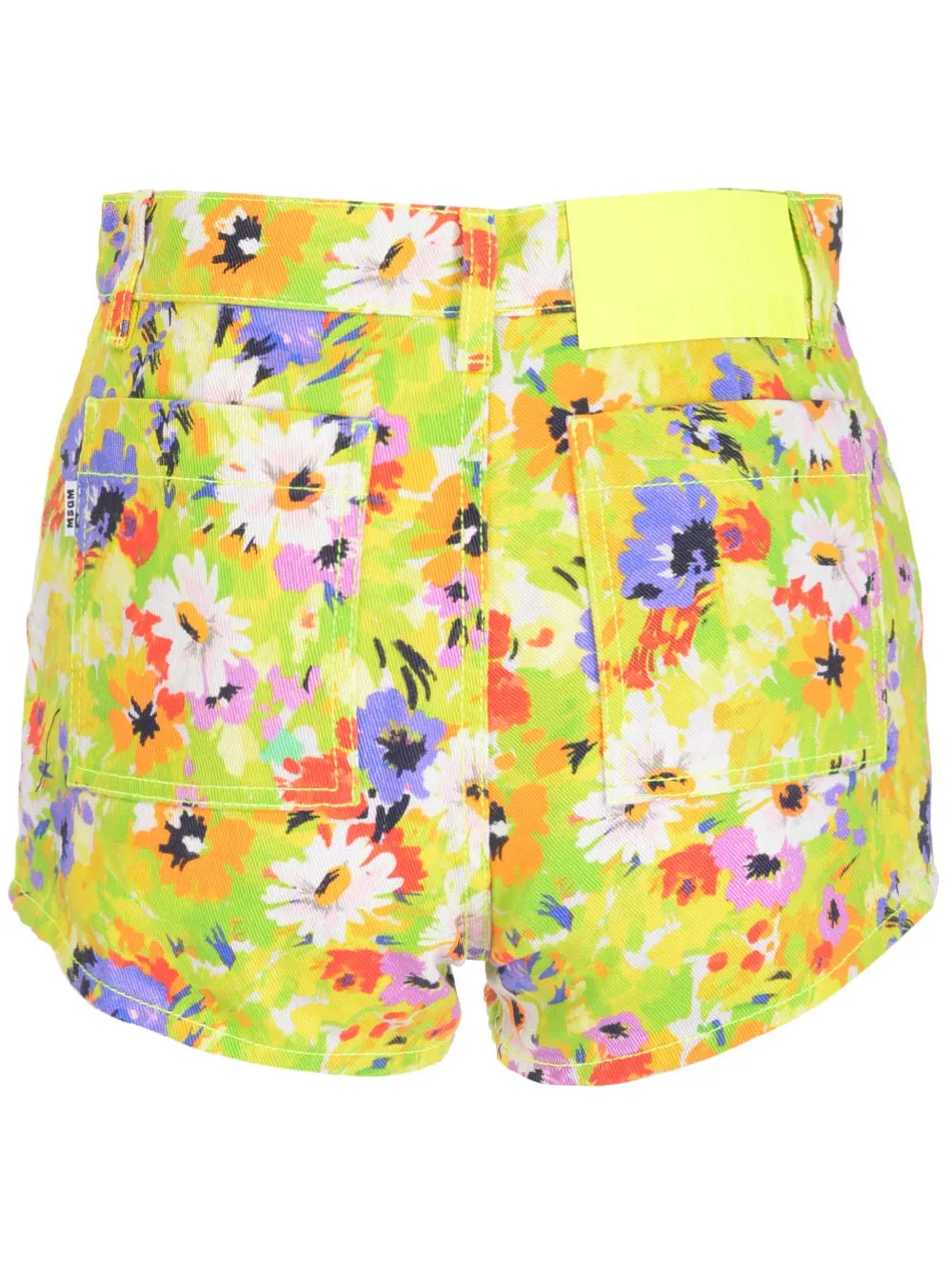 MSGM Floral Printed Denim Shorts