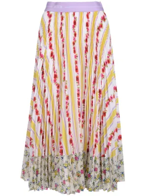 MSGM Floral Printed Midi Skirt