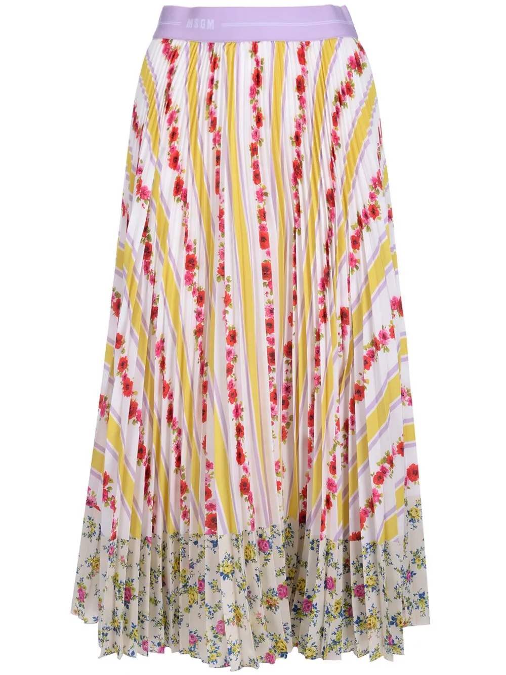 MSGM Floral Printed Midi Skirt