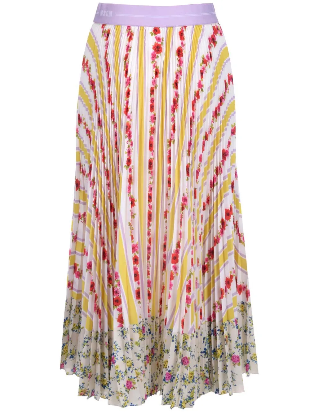 MSGM Floral Printed Midi Skirt