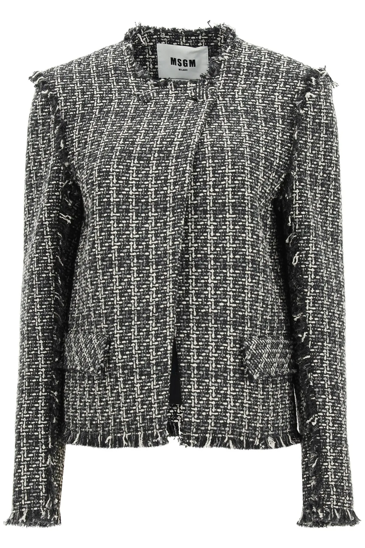 MSGM Frayed Edge Tweed Jacket