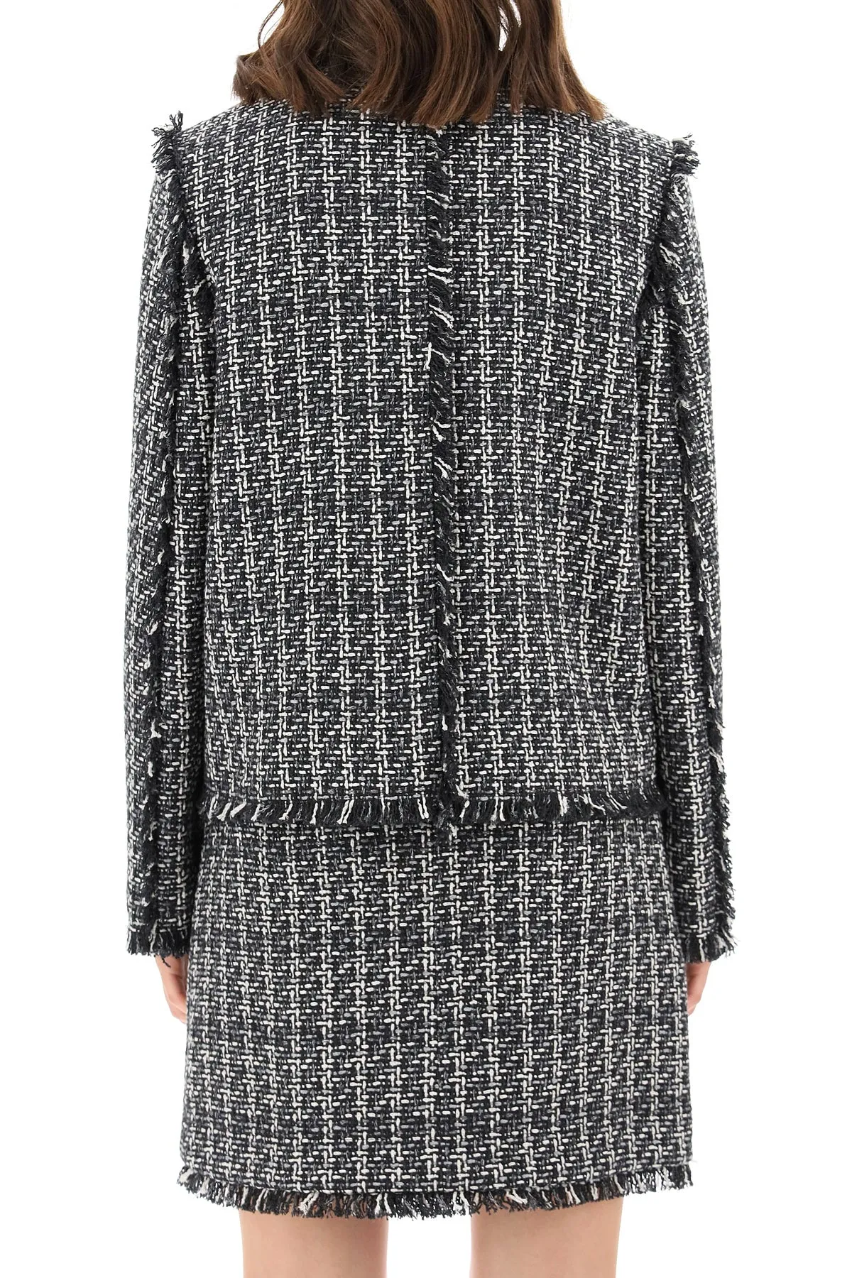 MSGM Frayed Edge Tweed Jacket