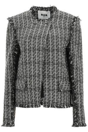 MSGM Frayed Edge Tweed Jacket