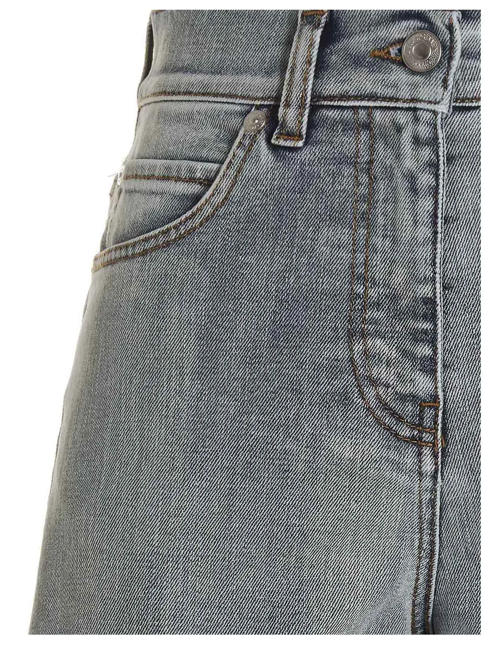 MSGM Frayed-Hem Straight Leg Denim Shorts
