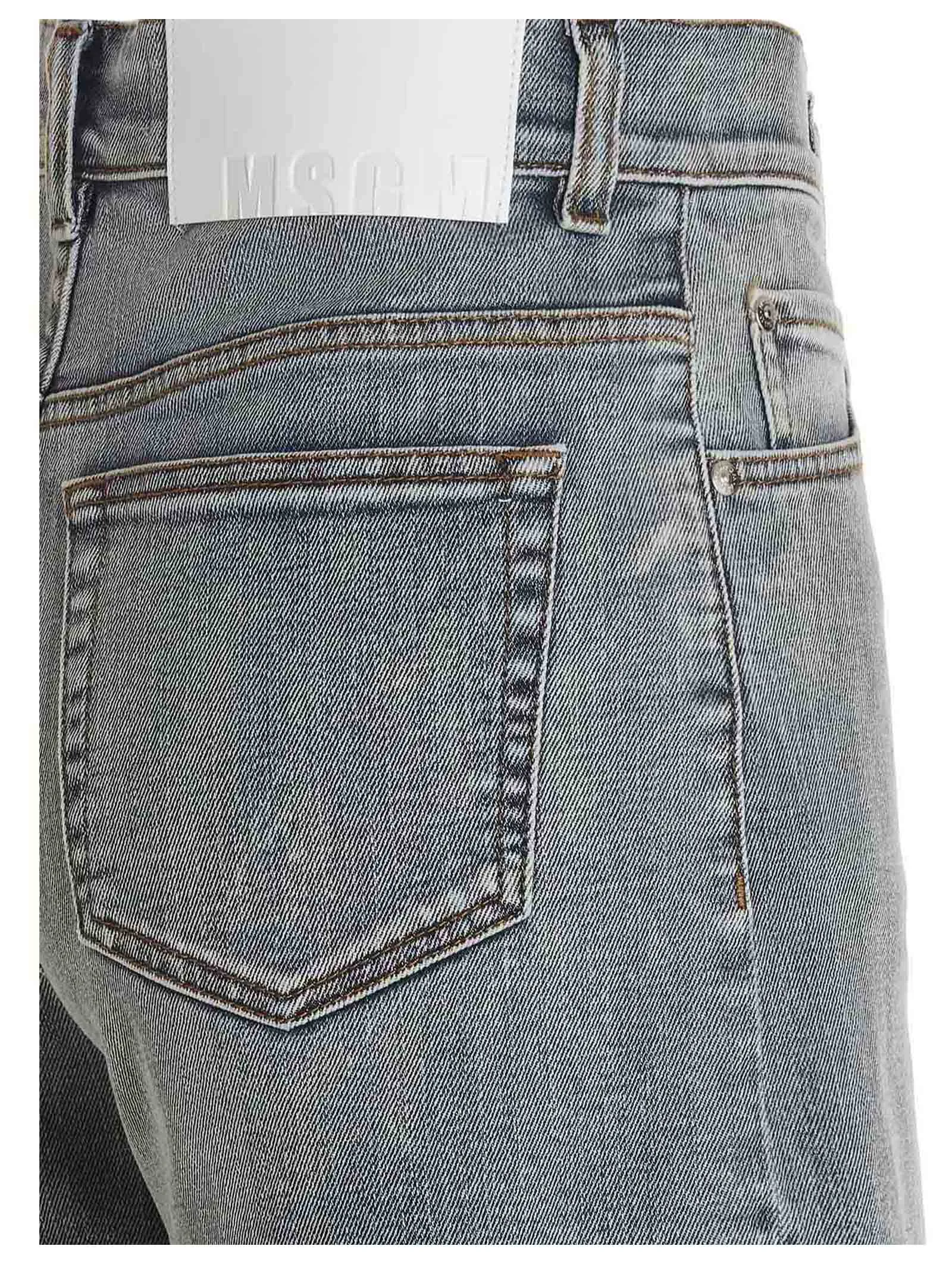 MSGM Frayed-Hem Straight Leg Denim Shorts