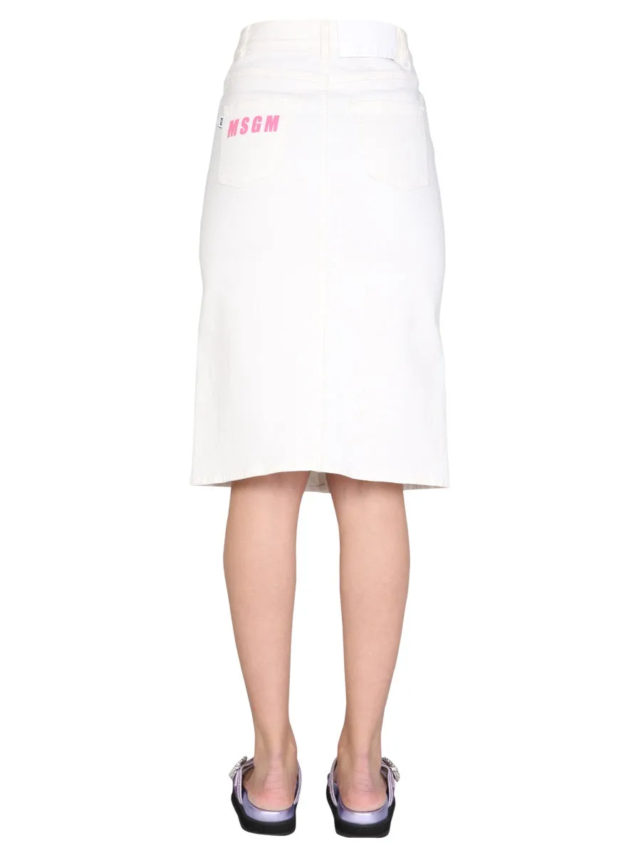 MSGM Front Slit Denim Skirt