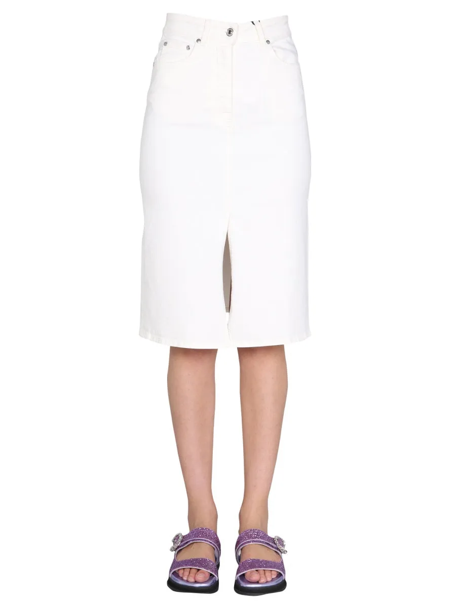 MSGM Front Slit Denim Skirt