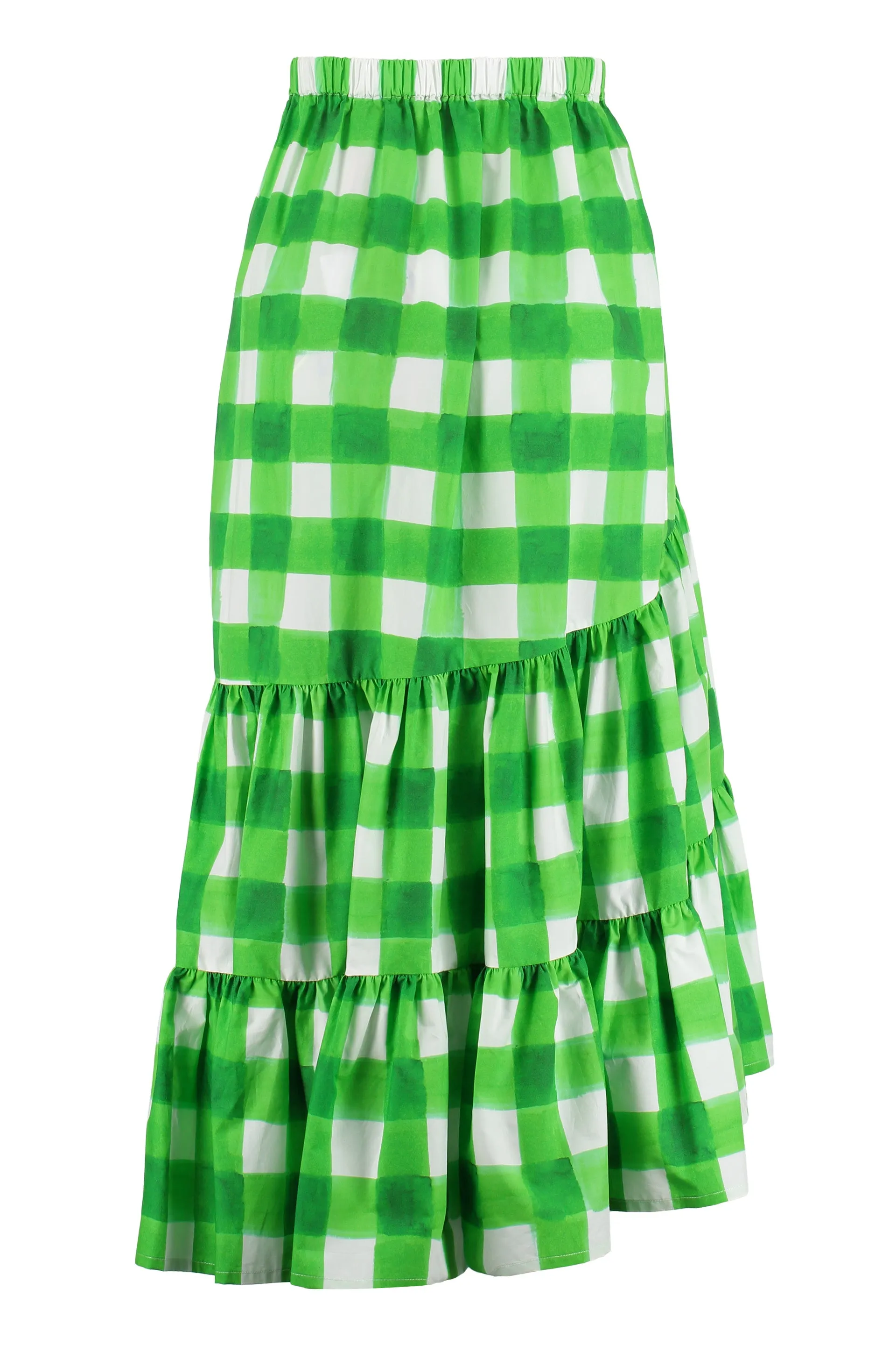 MSGM Gingham Check High-Waisted Asymmetric Skirt