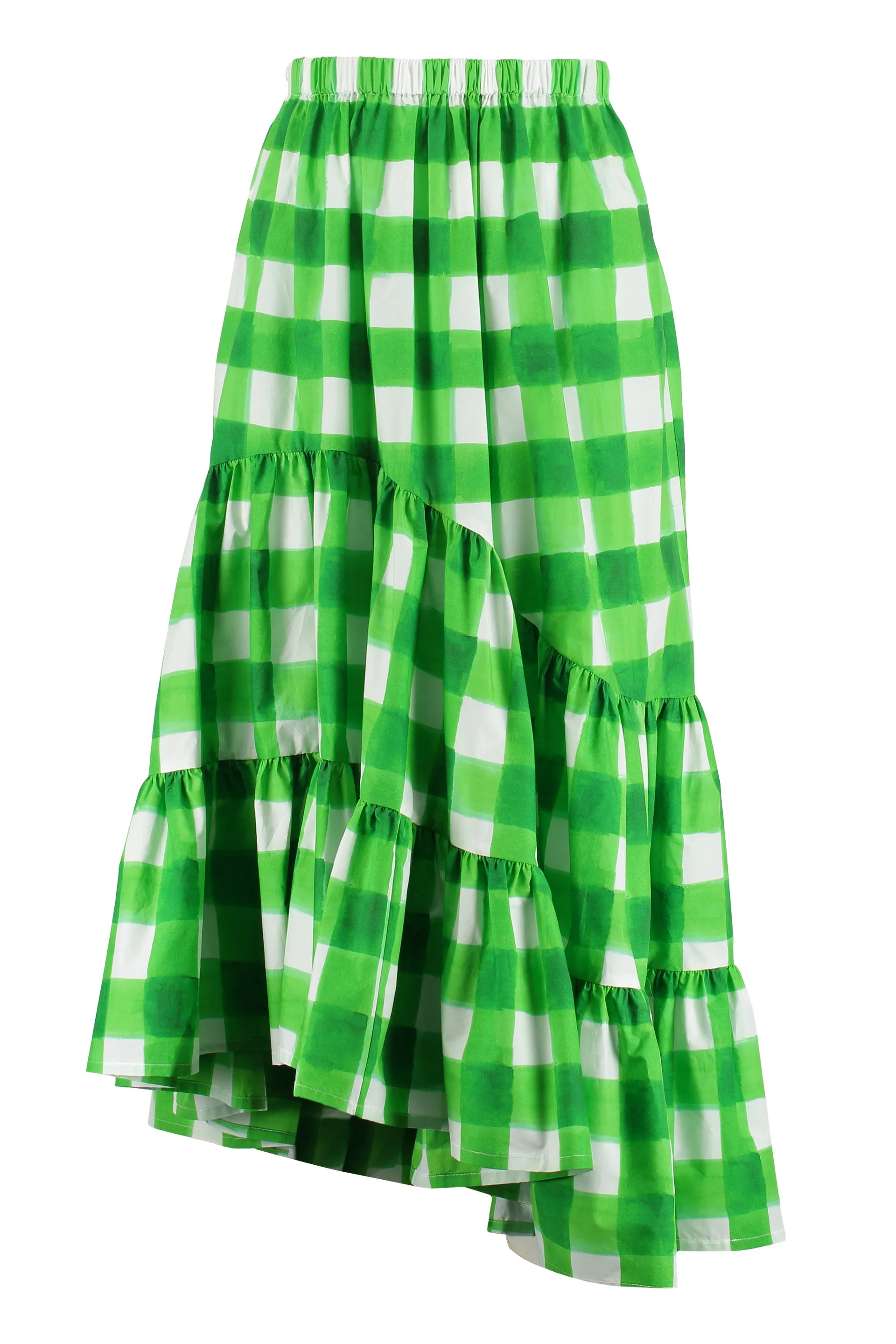 MSGM Gingham Check High-Waisted Asymmetric Skirt