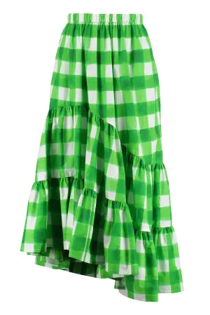 MSGM Gingham Check High-Waisted Asymmetric Skirt