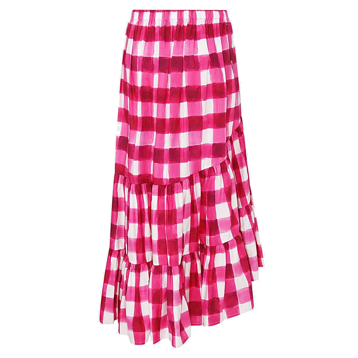 MSGM Gingham Check High-Waisted Asymmetric Skirt