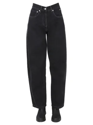 MSGM Logo Patch Wide-Leg Jeans