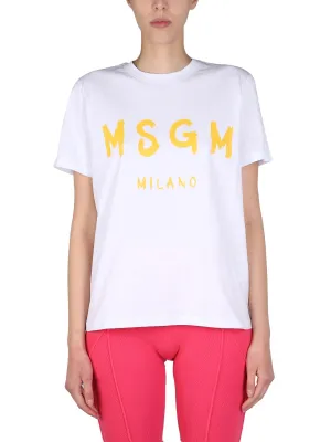 MSGM Logo Print Crewneck T-Shirt