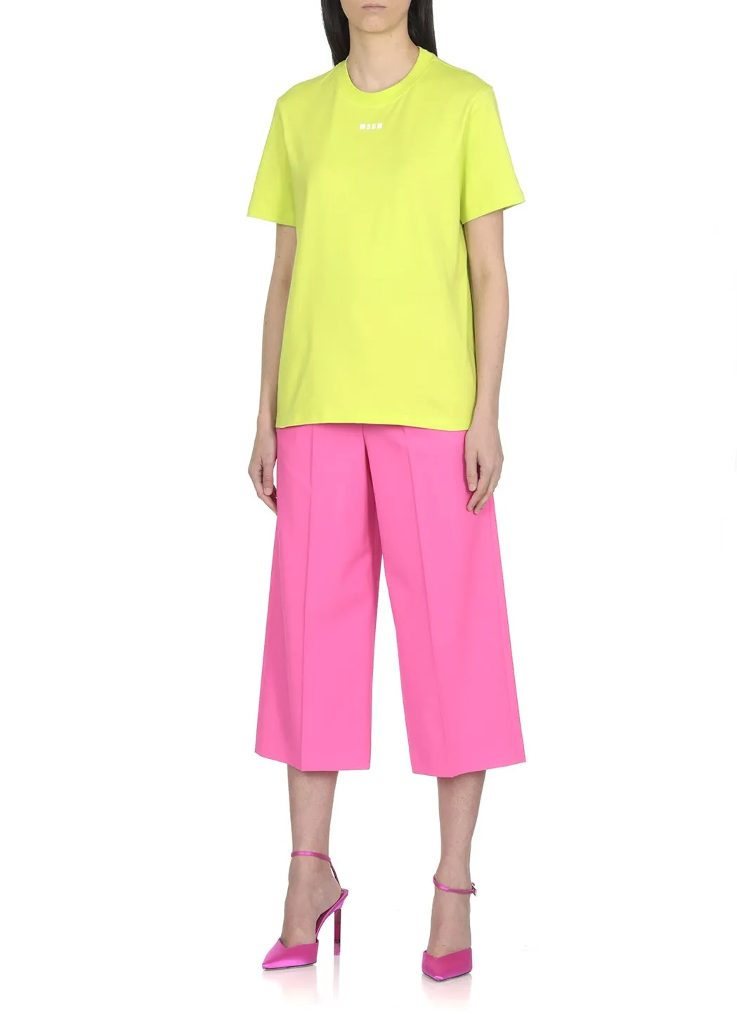 MSGM Logo Print Crewneck T-Shirt