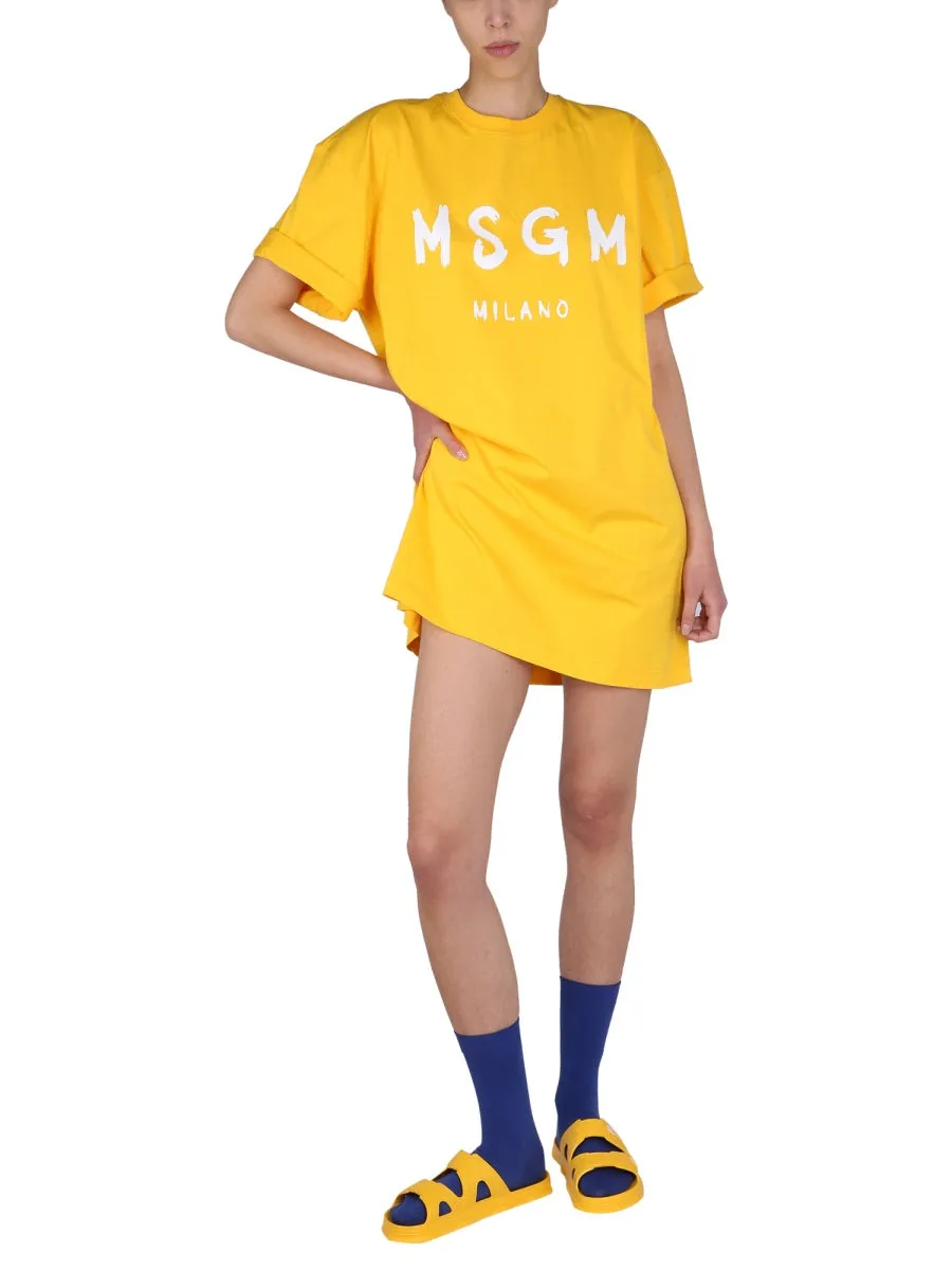 MSGM Logo Print T-Shirt Dress