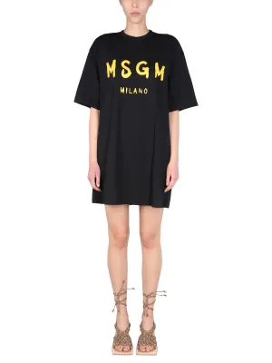 MSGM Logo Print T-Shirt Dress