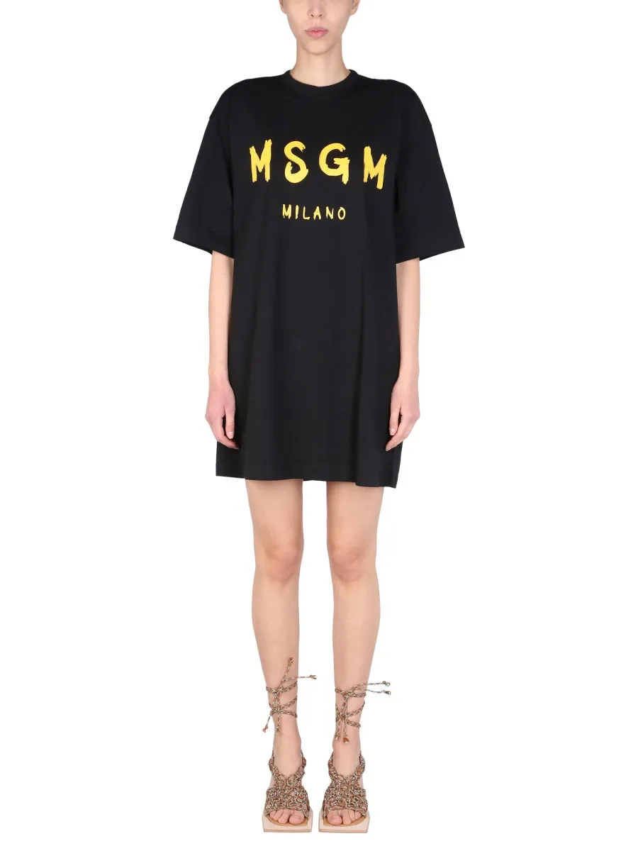 MSGM Logo Print T-Shirt Dress