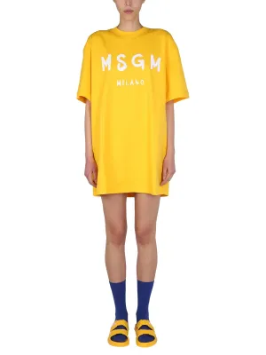 MSGM Logo Print T-Shirt Dress