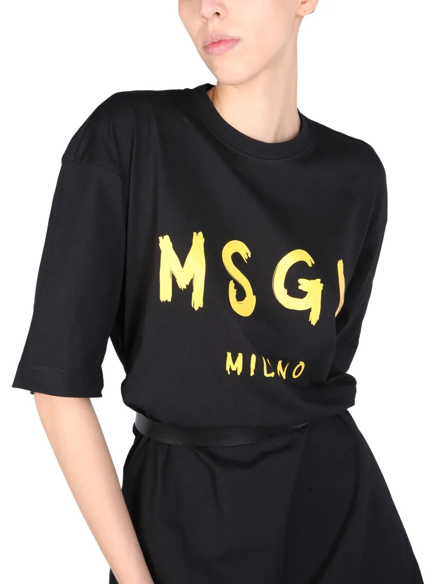 MSGM Logo Print T-Shirt Dress