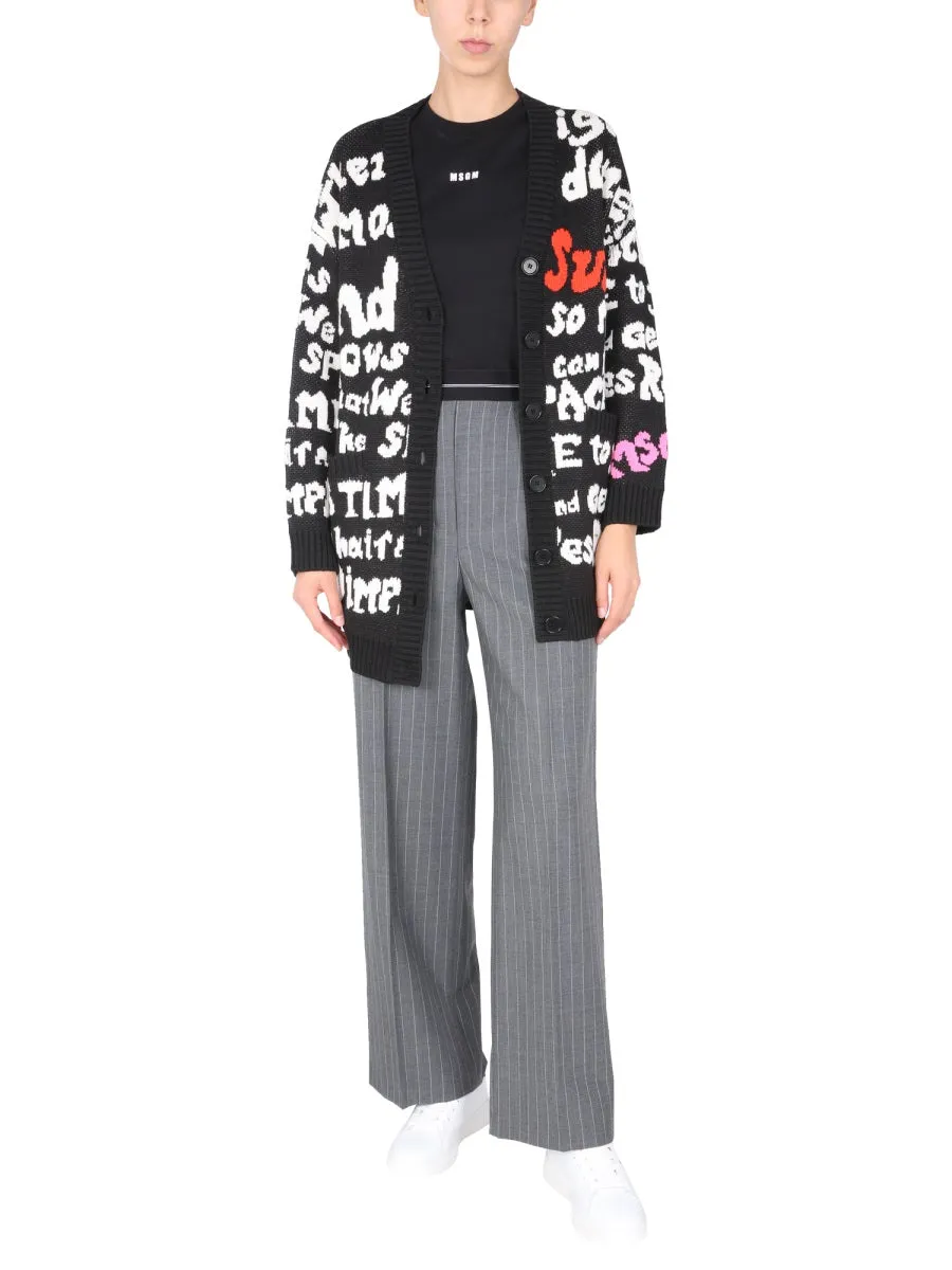 MSGM Logo Printed Crewneck T-Shirt