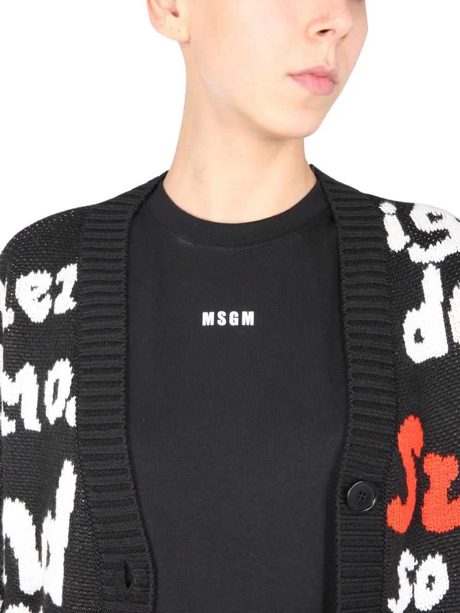 MSGM Logo Printed Crewneck T-Shirt