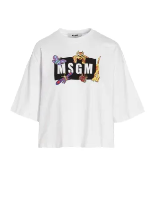 MSGM Logo Printed Crewneck T-Shirt