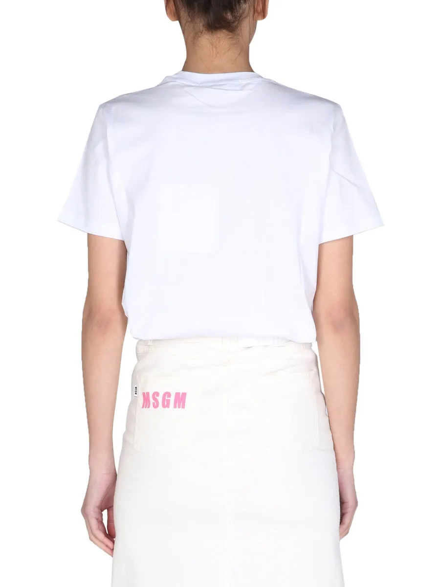 MSGM Logo Printed Crewneck T-Shirt