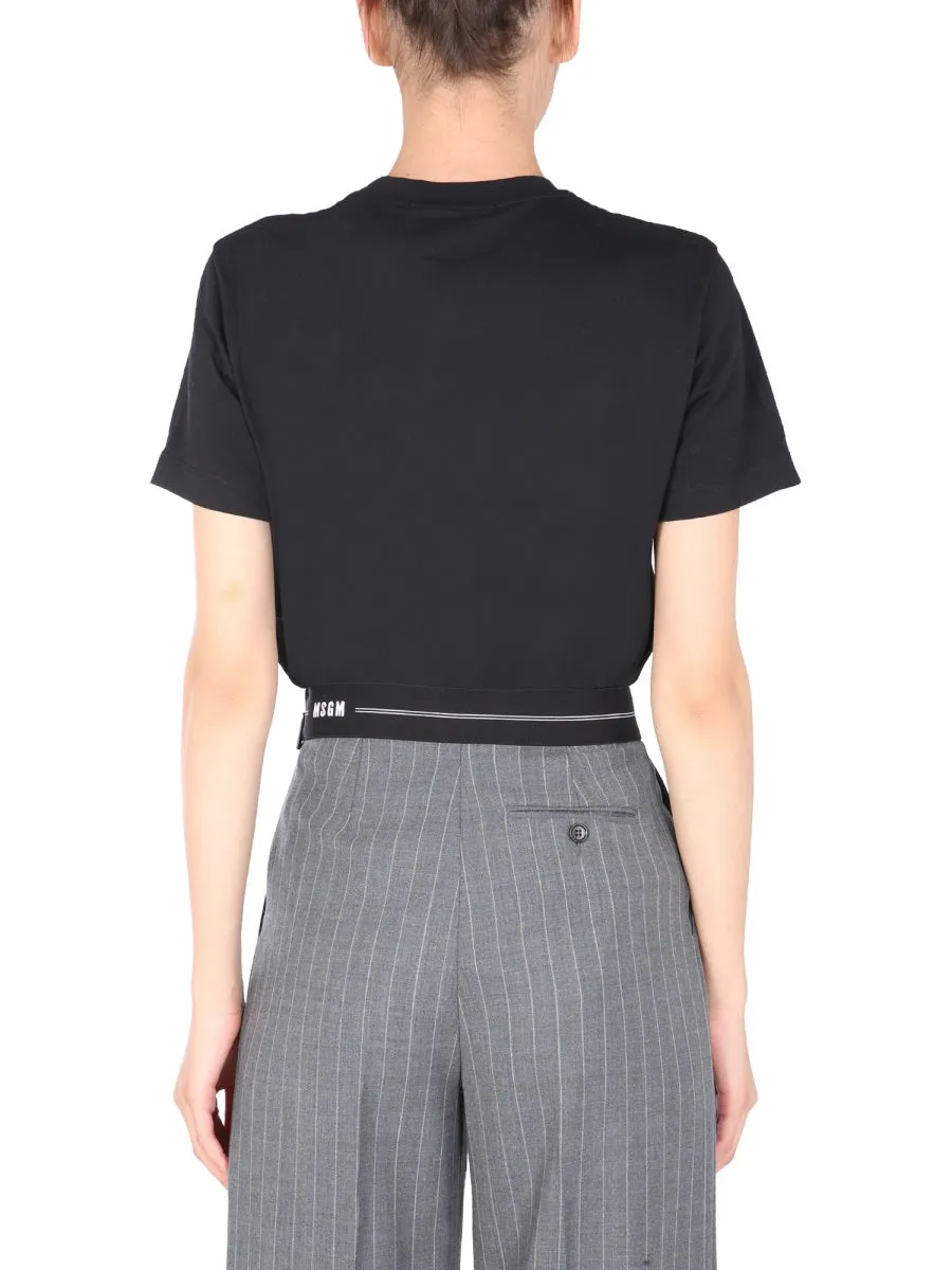 MSGM Logo Printed Crewneck T-Shirt