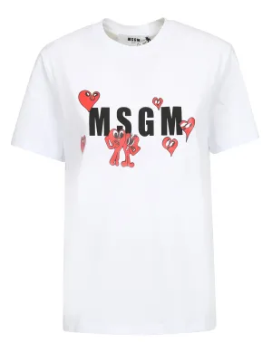 MSGM Logo Printed Crewneck T-Shirt