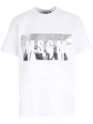 MSGM Logo Printed Crewneck T-Shirt
