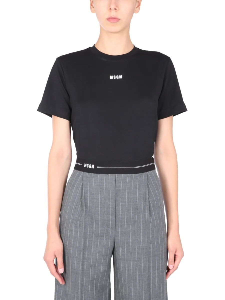 MSGM Logo Printed Crewneck T-Shirt