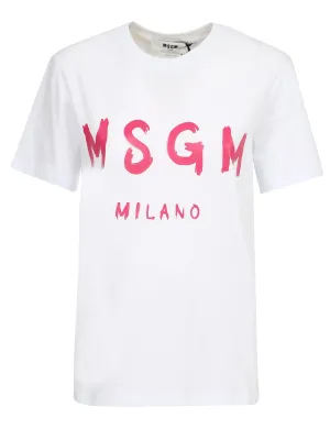 MSGM Logo Printed Crewneck T-Shirt