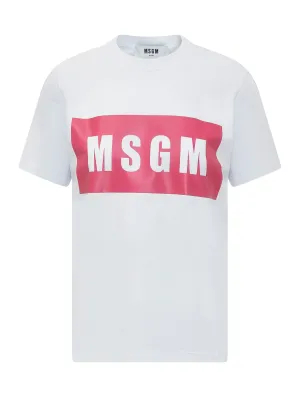 MSGM Logo Printed Crewneck T-Shirt
