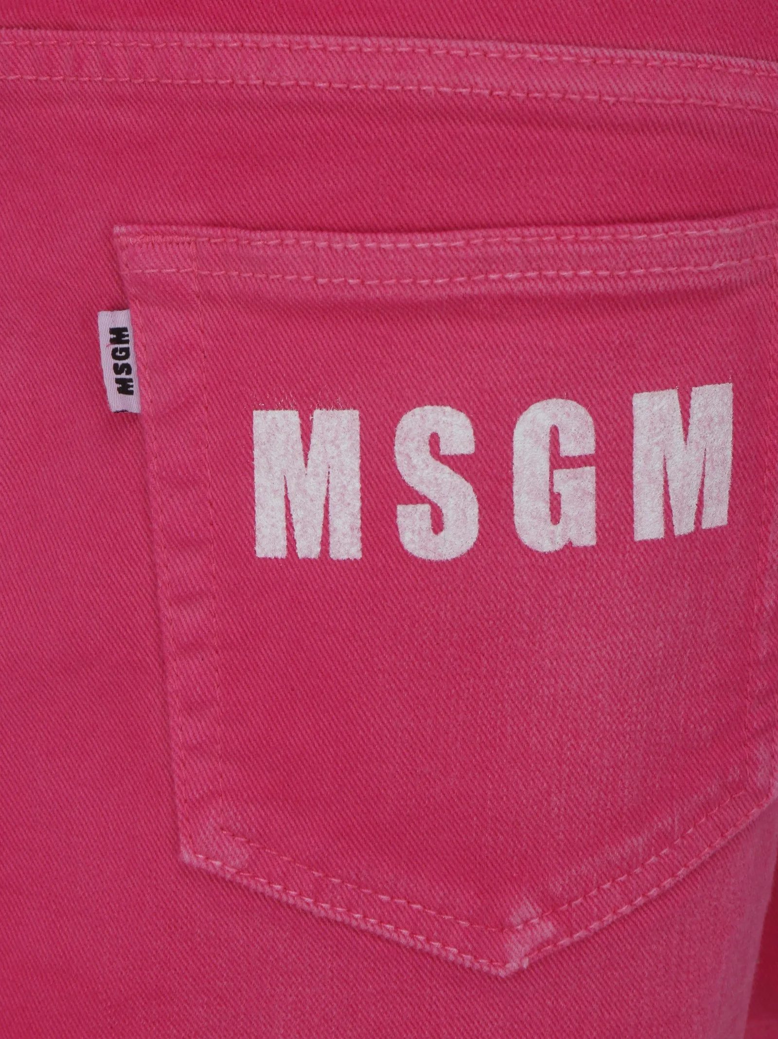 MSGM Logo Printed Denim Shorts