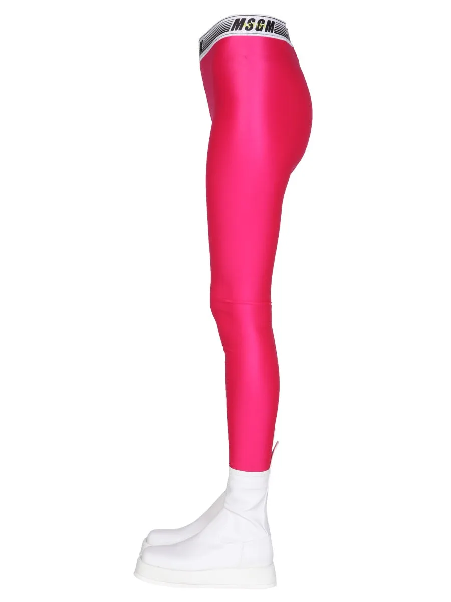 MSGM Logo Waistband High Waisted Legging