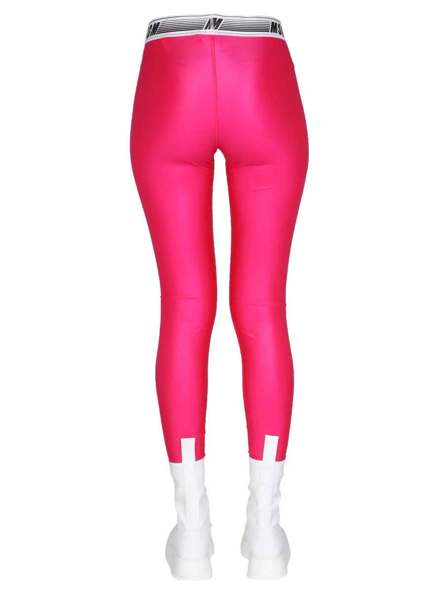 MSGM Logo Waistband High Waisted Legging