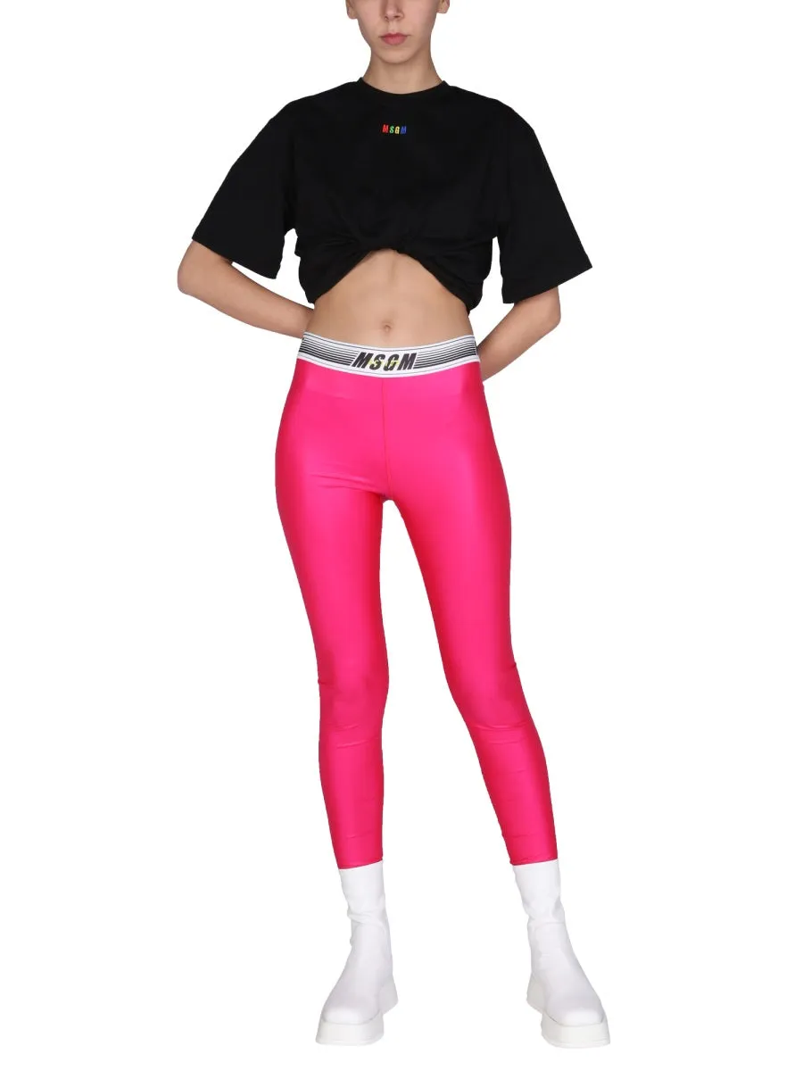 MSGM Logo Waistband High Waisted Legging