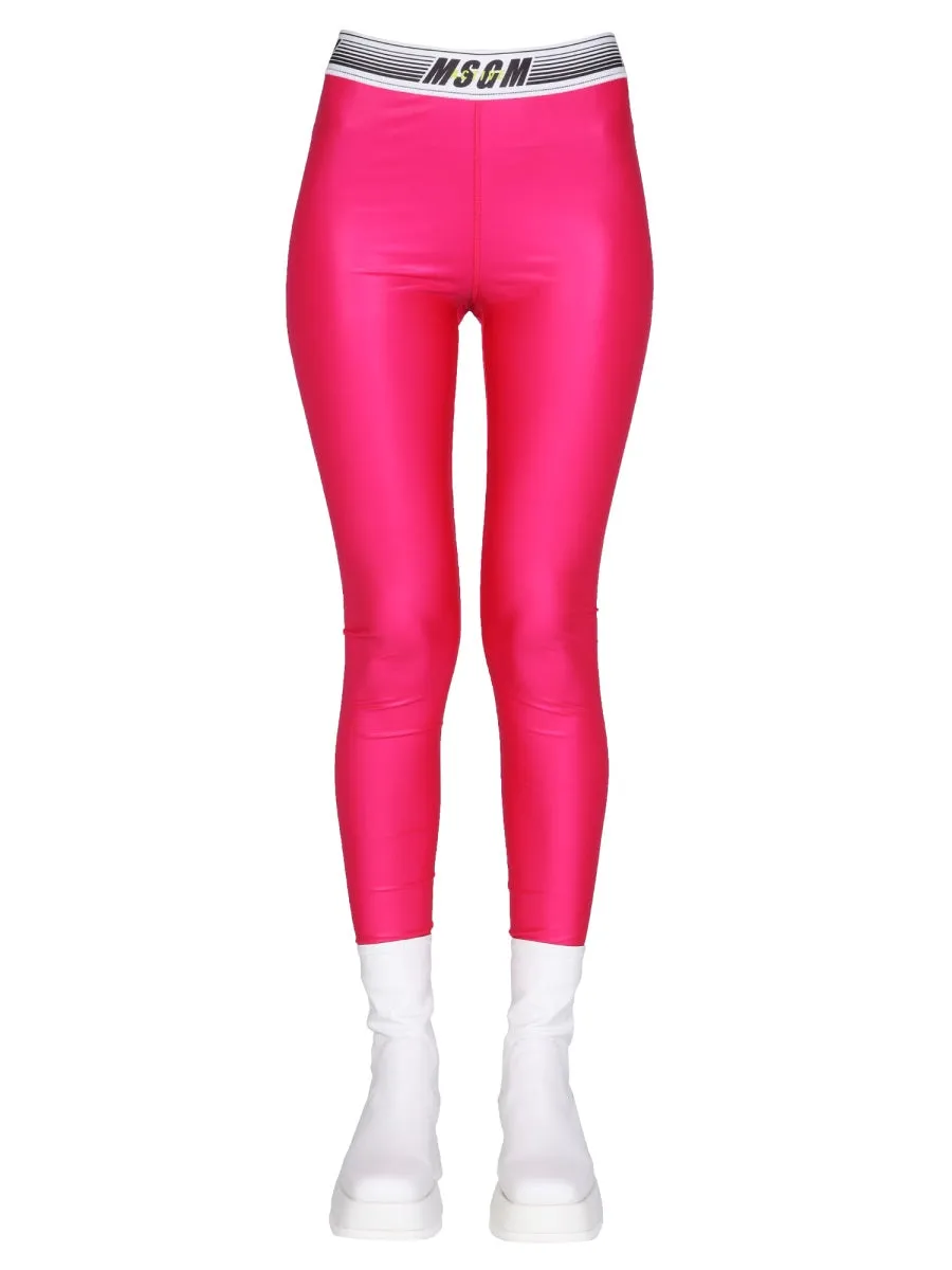 MSGM Logo Waistband High Waisted Legging
