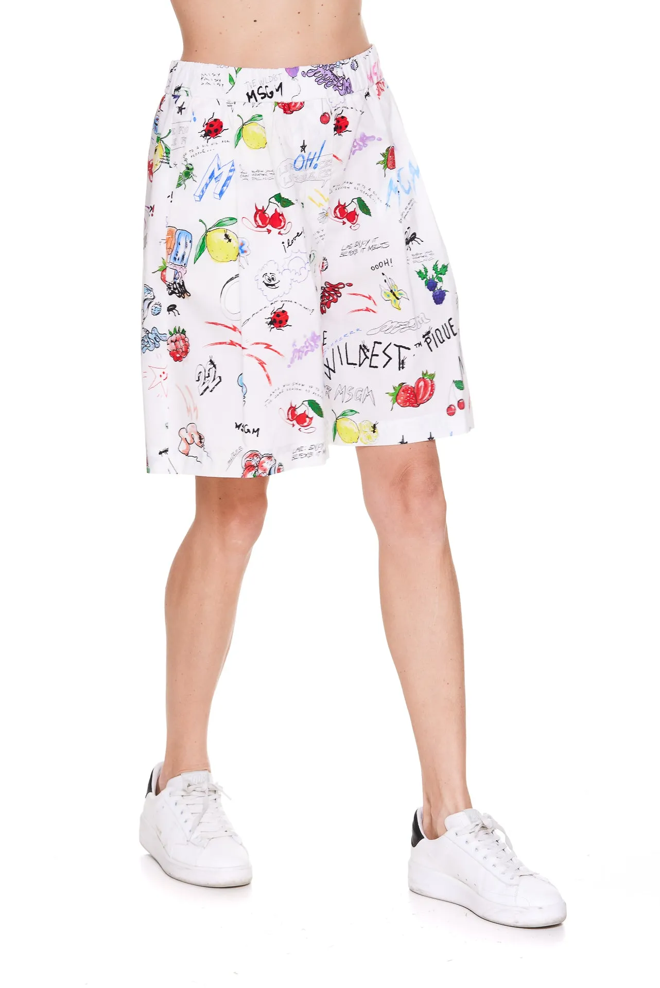 MSGM Printed Elasticated-Waist Shorts