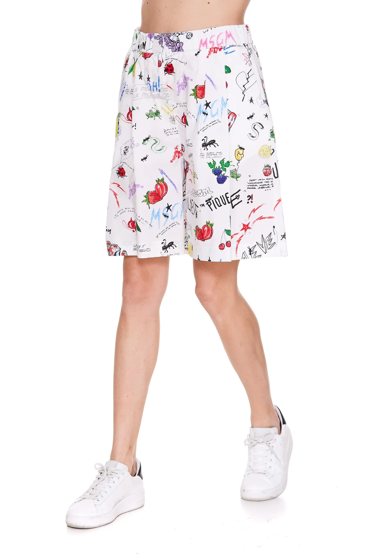 MSGM Printed Elasticated-Waist Shorts