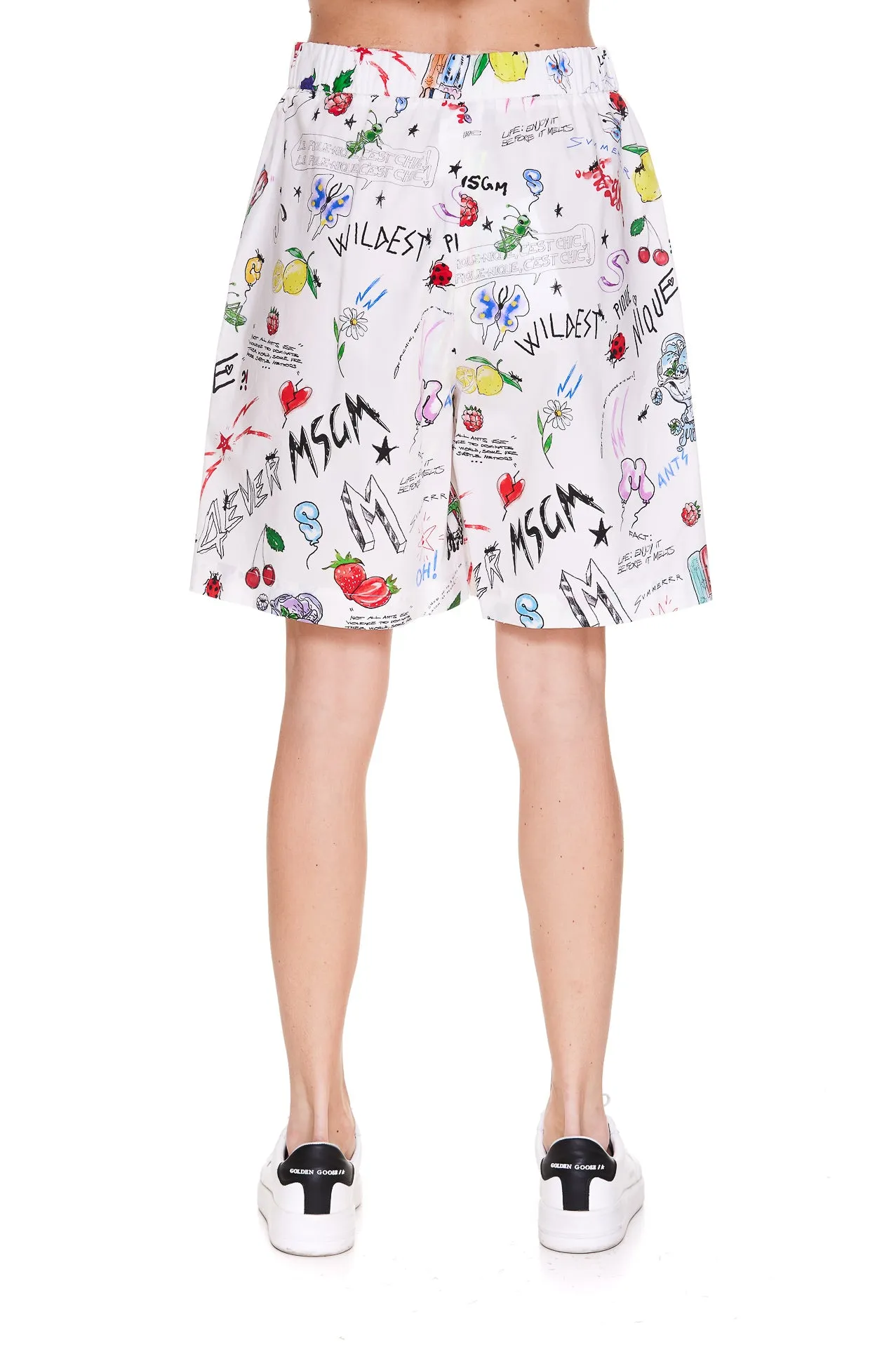 MSGM Printed Elasticated-Waist Shorts
