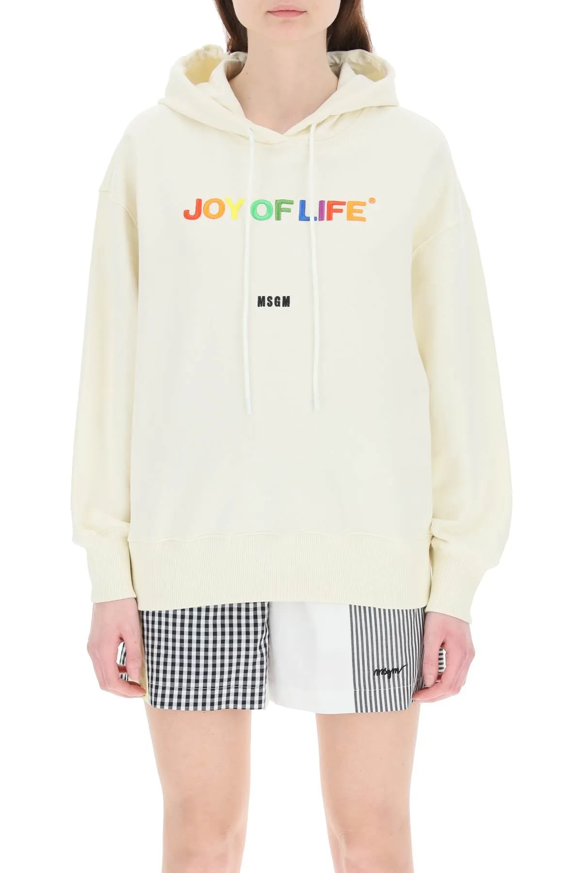 MSGM Slogan Embroidered Drawstring Hoodie