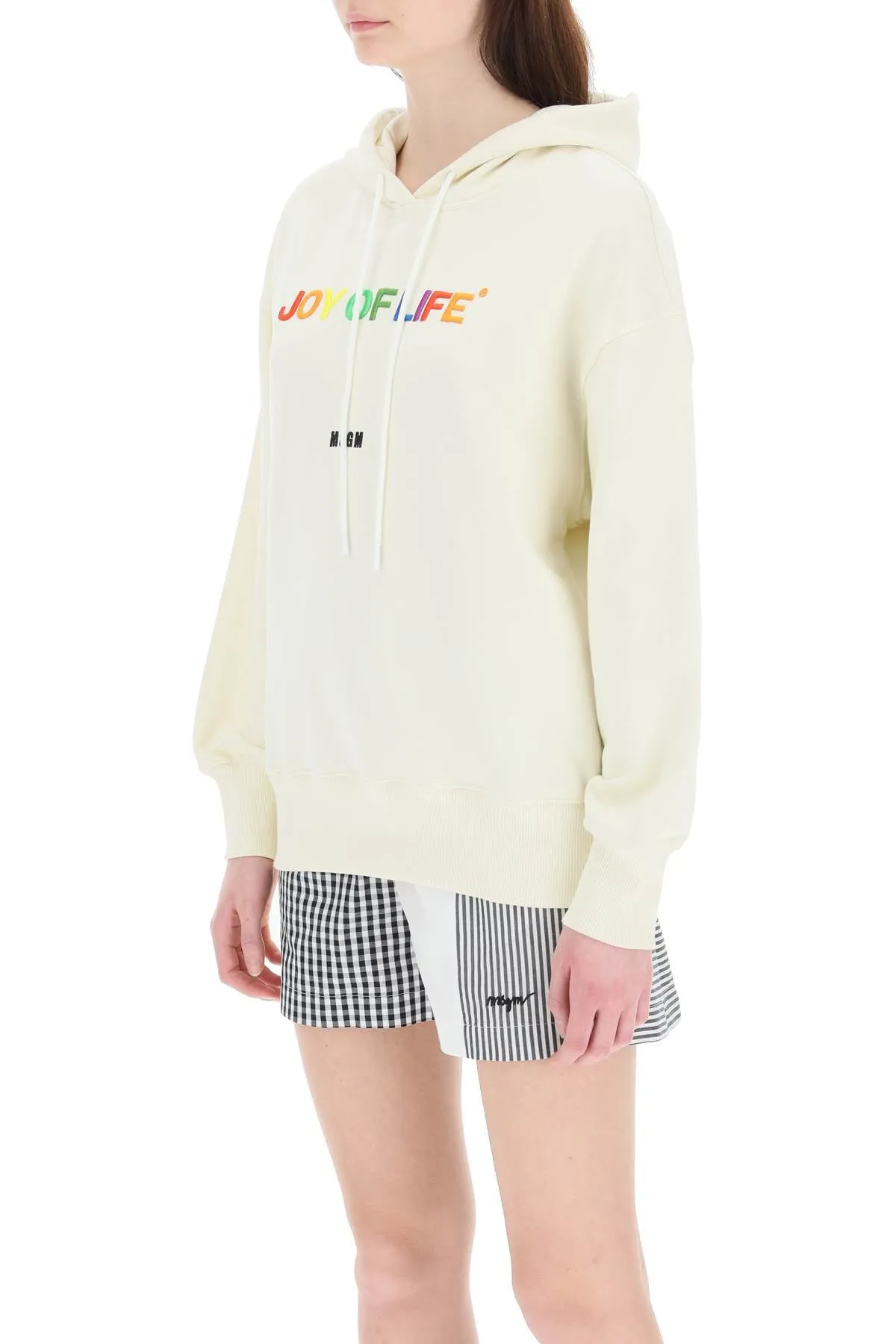MSGM Slogan Embroidered Drawstring Hoodie