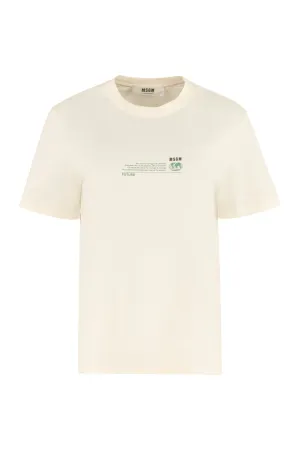 MSGM Slogan Printed Crewneck T-Shirt