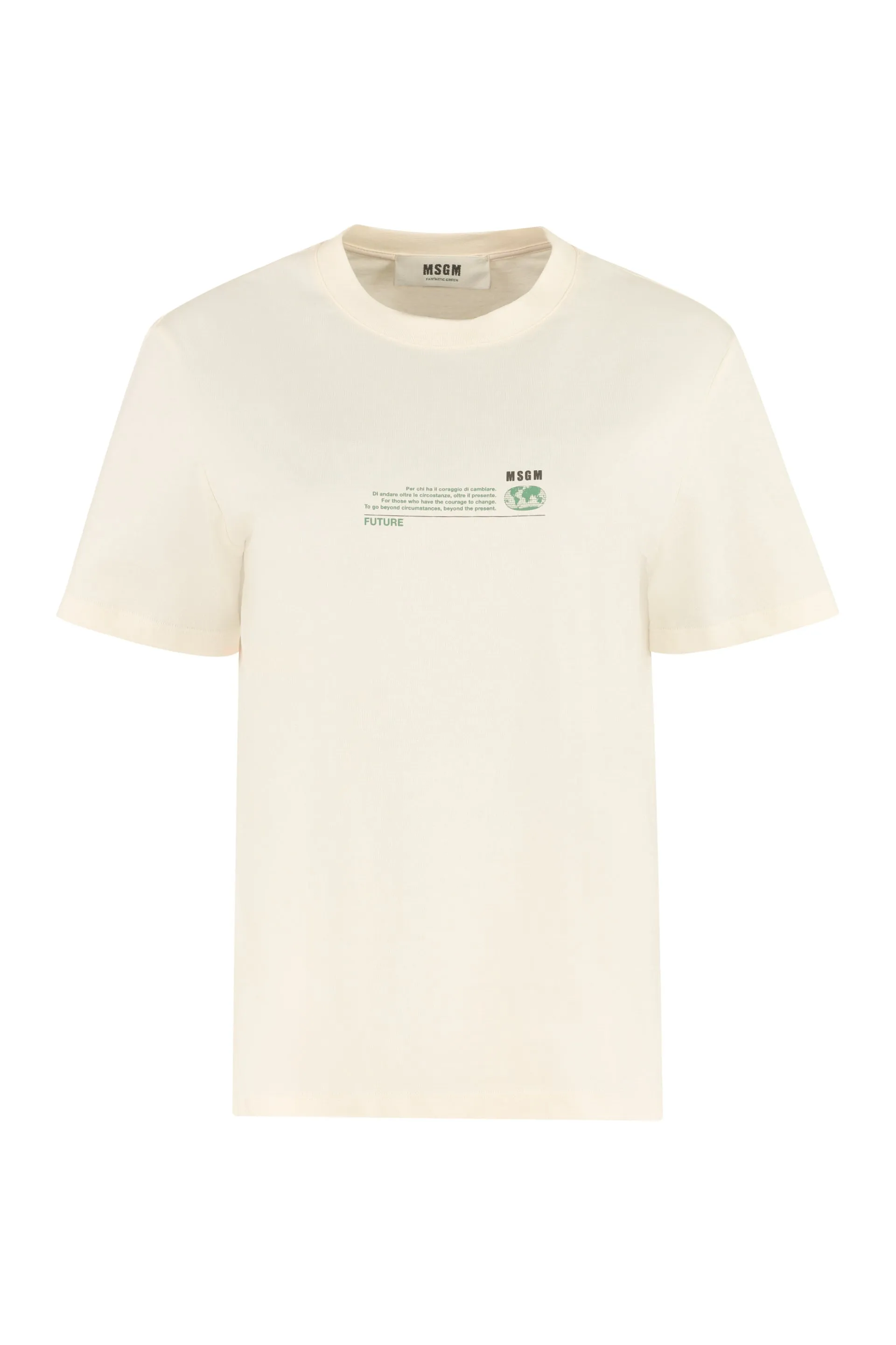 MSGM Slogan Printed Crewneck T-Shirt
