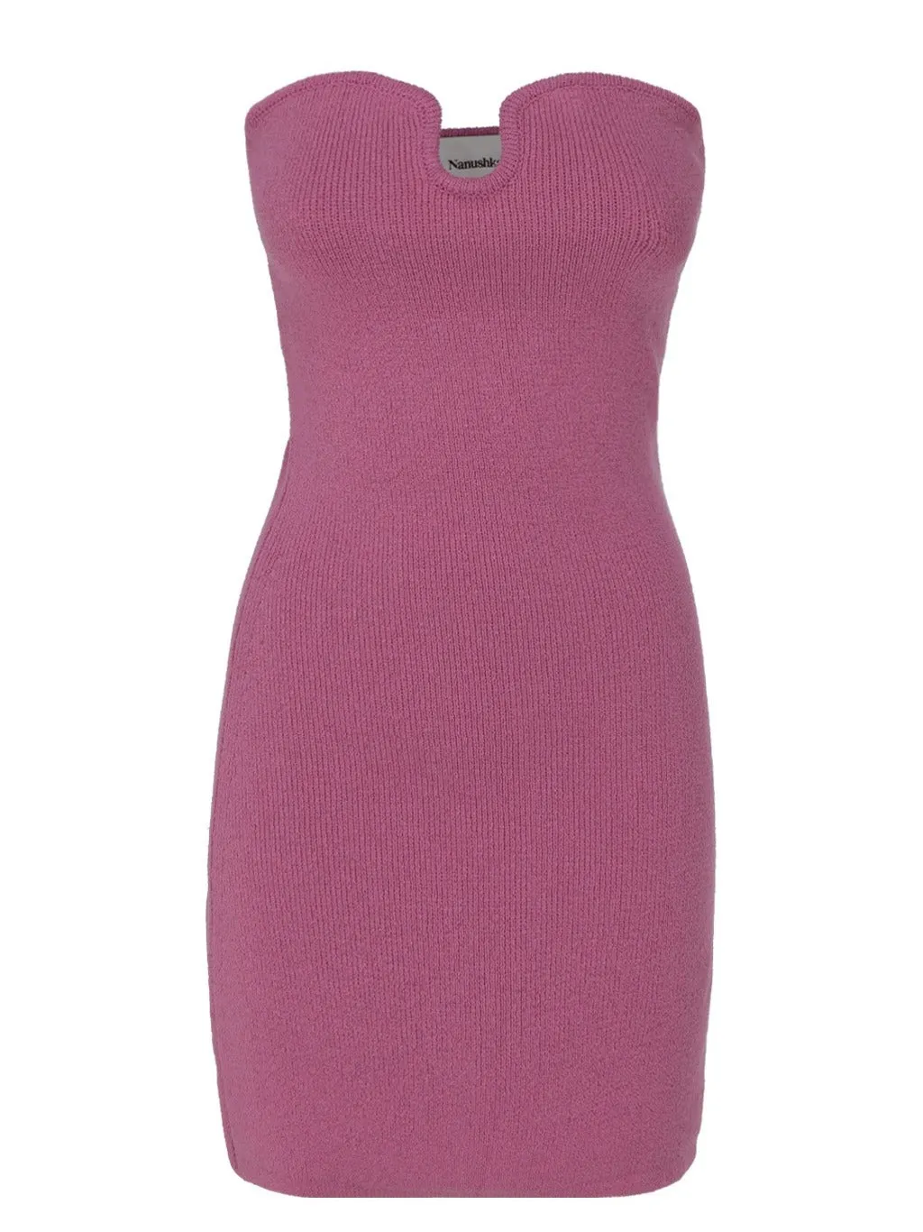 Nanushka Strapless Sweetheart Neck Knit Mini Dress