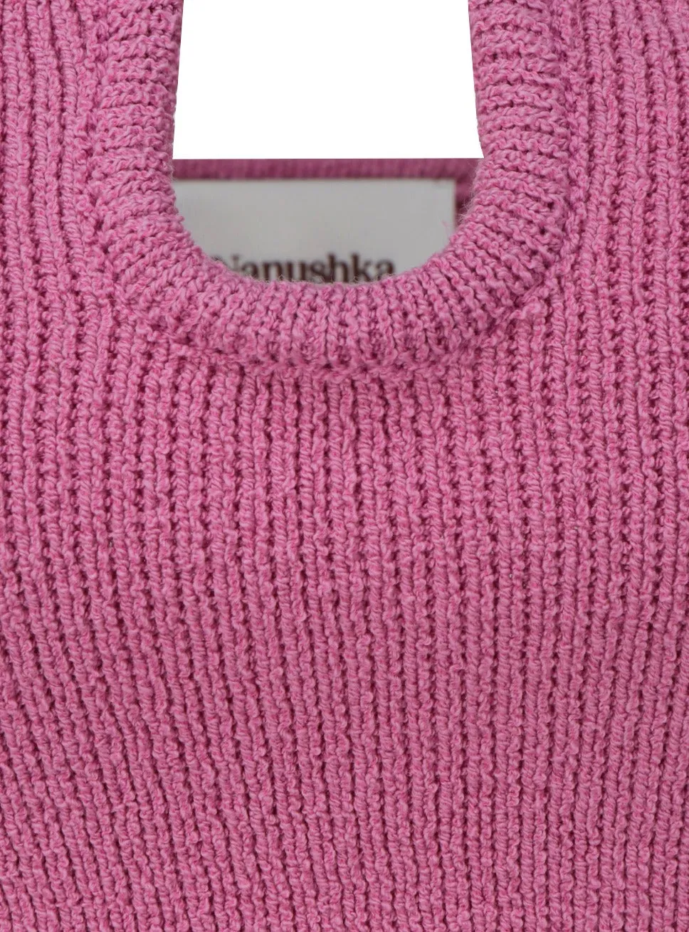 Nanushka Strapless Sweetheart Neck Knit Mini Dress